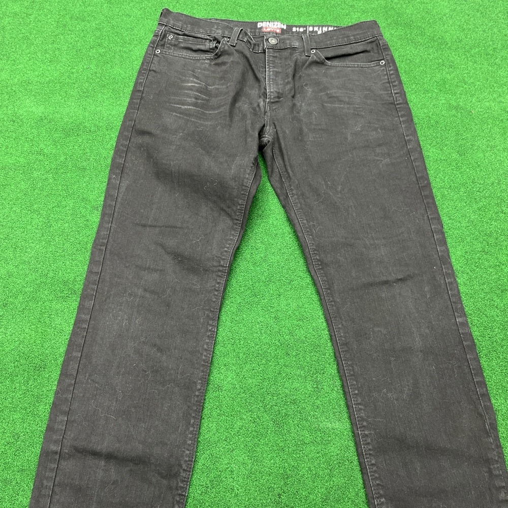 Denizen From Levi's 216 Black Denim Skinny Fit Jeans Mens 36x32